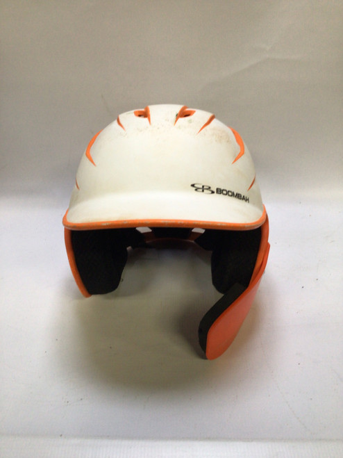 Vist Large View of Product Image Which is Used BoomBah BOOBBAH YOUTH ORANGE Batting Helmet No Mask Orange And White S/M