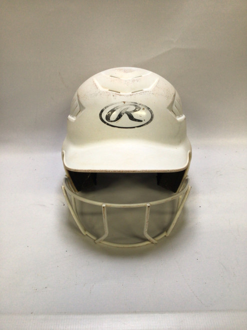 Vist Large View of Product Image Which is Used Rawlings HELMET W MASK Batting Helmet w/Mask White S/M
