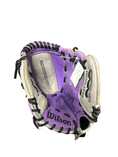 Vist Large View of Product Image Which is Used Wilson MONSTA WEB BB/SB Glove RH Throw Black 10"