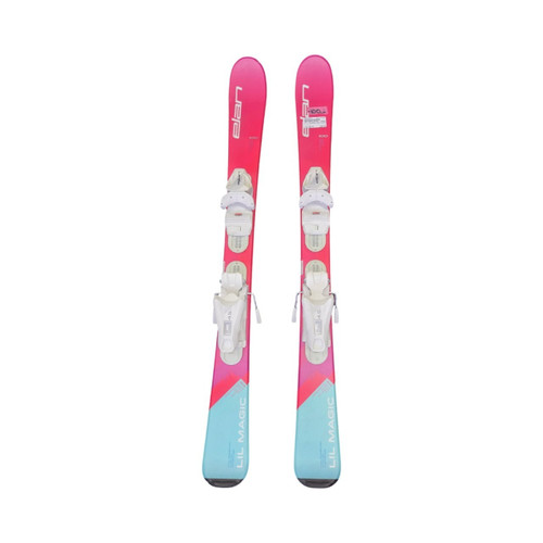 Vist Large View of Product Image Which is Used Elan LIL MAGIC SKIS W/ELAN 4.5 BINDINGS Girls DH Ski/Binding Pink 100 cm
