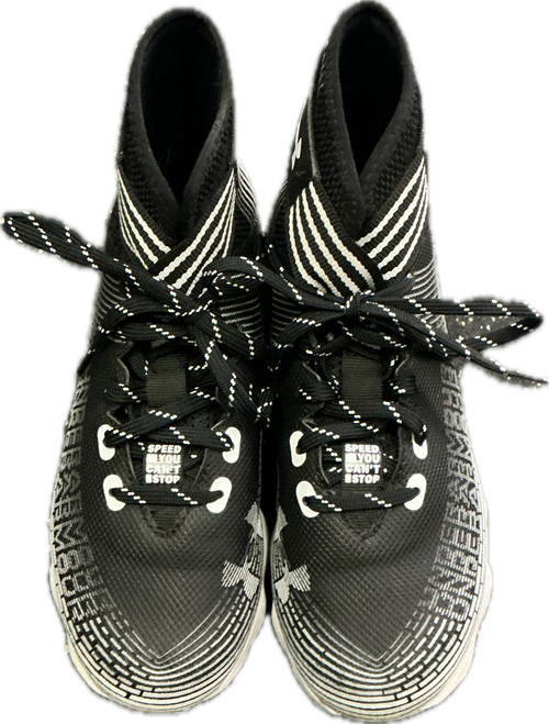 Vist Large View of Product Image Which is Used Under Armour Jr FB Cleats Black And White Junior 02.5
