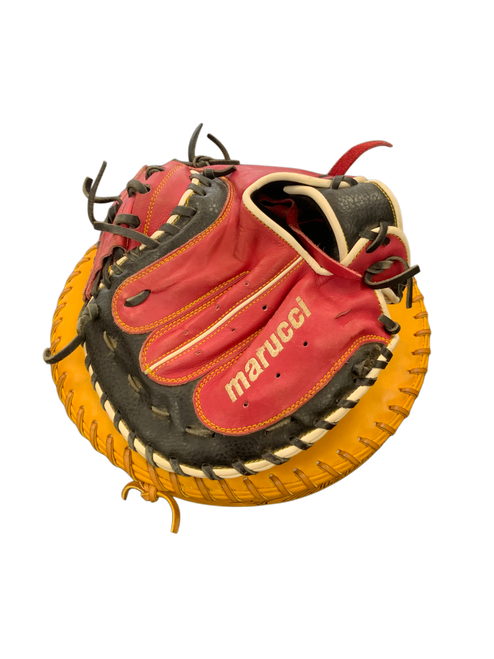 Vist Large View of Product Image Which is Used Marucci CADDO BB/SB Catchers RH Throw Red 31"