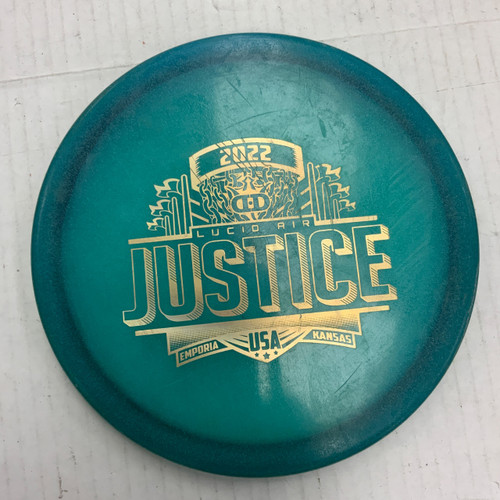 Vist Large View of Product Image Which is Used Dynamic Discs LUCID AIR JUSTICE Disc Golf Mid Range Royal Blue 160g