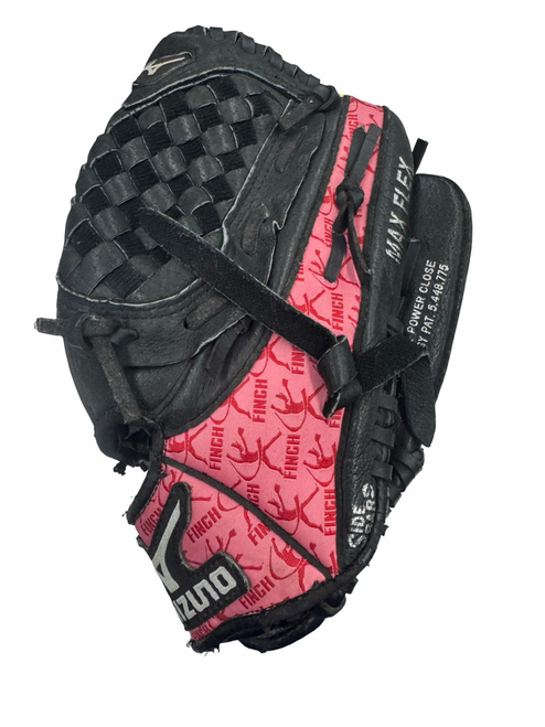 Vist Large View of Product Image Which is Used Mizuno FINCH PROSPECT BB/SB Glove RH Throw Black 10"