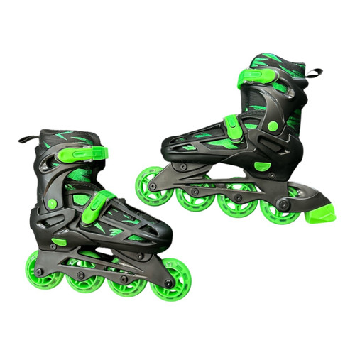 Vist Large View of Product Image Which is Used RollerDerby ADJUSTABLE 3-6 Junior Rec Fitness Skates Neon Green Adjustable