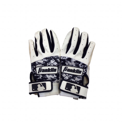 Vist Large View of Product Image Which is Used Franklin BB/SB Batting Gloves Black And White SM
