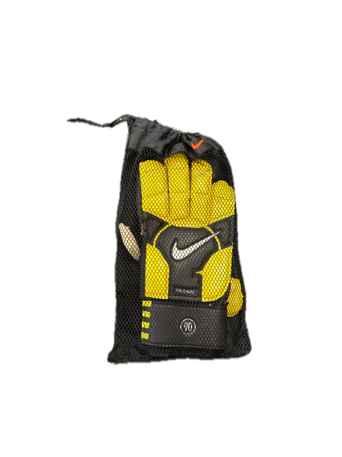 Vist Large View of Product Image Which is Used Nike T90 CLASSIC Soccer Goalie Gloves Black And Yellow 9