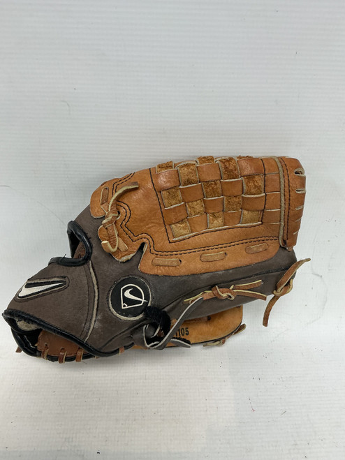 Vist Large View of Product Image Which is Used Nike DIAMOND READY KDR 1105 BB/SB Glove RH Throw Brown And Black 11"
