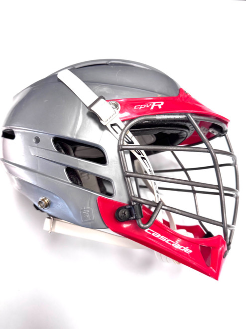 Vist Large View of Product Image Which is Used Cascade CPVR Lacrosse Helmet Grey And Red MD