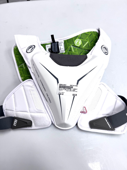 Vist Large View of Product Image Which is Used Maverik EKG NO ARM PADS Lacrosse Shoulder Pads White LG