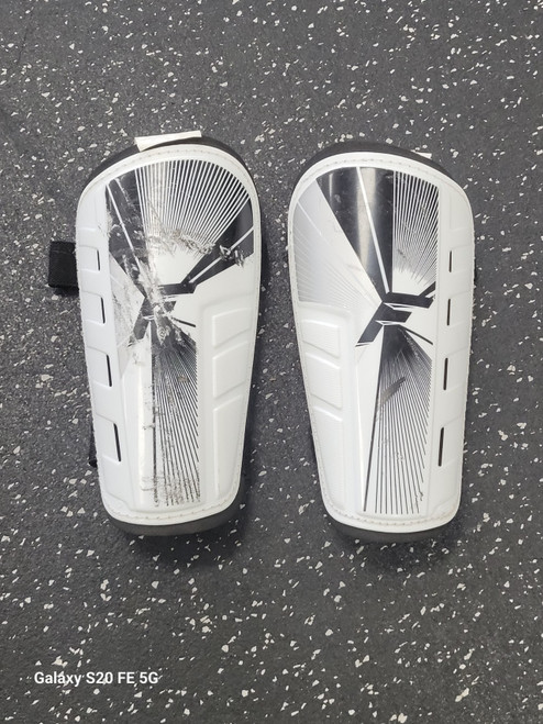 Vist Large View of Product Image Which is Used Franklin Soccer Shin Guards Adult White MD