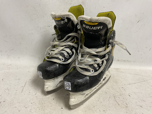 Vist Large View of Product Image Which is Used Bauer SUPREME 3S Intermediate Hockey Skate Black And Yellow Intermediate 3.5