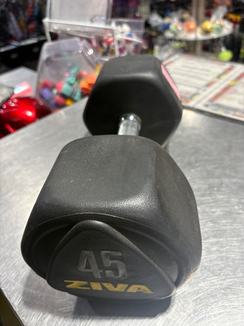 Vist Large View of Product Image Which is Used Ziva Hex Dumbbell (Each) 45 lb