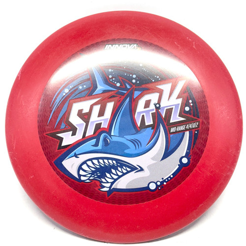 Vist Large View of Product Image Which is Used Innova DX SHARK Disc Golf Mid Range Red 150g