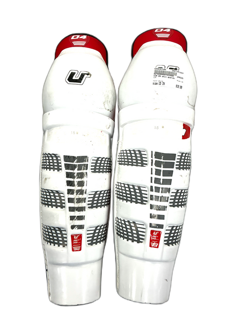 Vist Large View of Product Image Which is Used CCM 04 Senior Shin Guards White 15"
