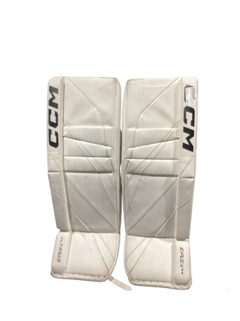 Vist Large View of Product Image Which is Used CCM EFLEX 6.5 Goalie Leg Pads Inter White 30"