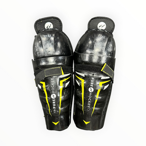 Vist Large View of Product Image Which is Used Pure Hockey SHIN GUARD Youth Shin Guards Black 10"