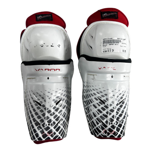 Vist Large View of Product Image Which is Used Bauer VAPOR Youth Shin Guards White 8 1/2"
