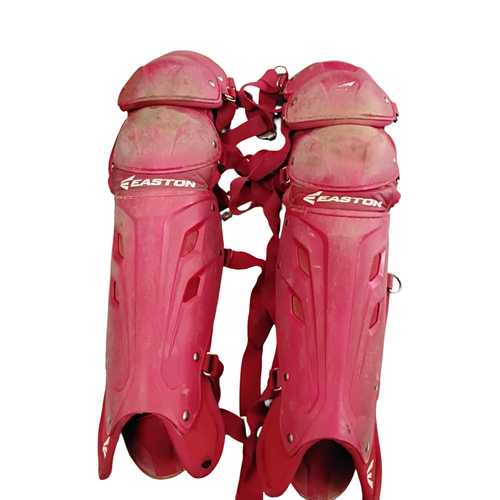 Vist Large View of Product Image Which is Used Easton GAME TIME Catchers Leg Guards Red Youth