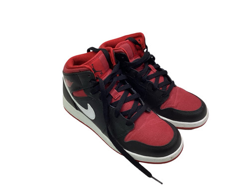 Vist Large View of Product Image Which is Used Jordan 1 RETRO MID GS BLACK RED WHITE Basketball Shoes Y White/Black/Red Youth 07.0