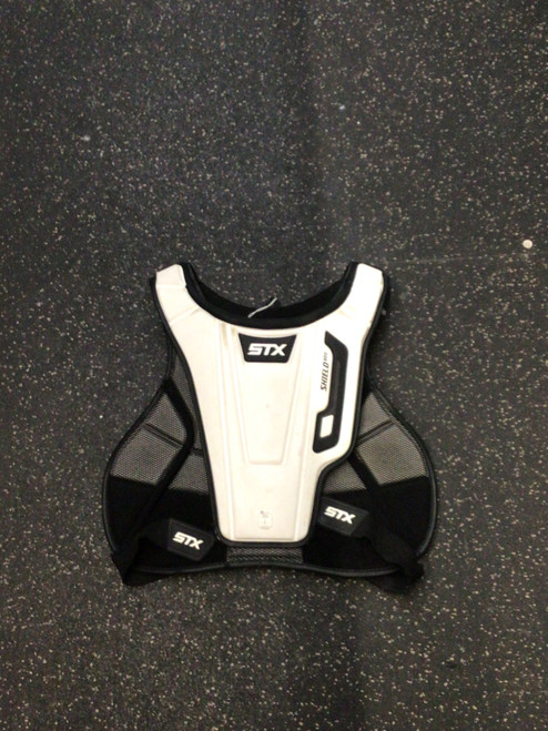 Vist Large View of Product Image Which is Used STX SHIELD 600 GOALIE Lacrosse Shoulder Pads White LG