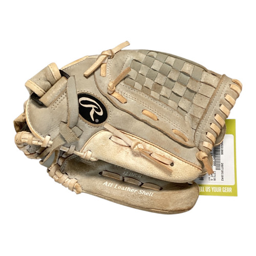 Vist Large View of Product Image Which is Used Rawlings 12 IN HIGHLIGHT GREY RHT BB/SB Glove RH Throw Grey 12"