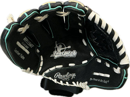 Vist Large View of Product Image Which is Used Rawlings WFP115MT LH Throw Fastpitch Gloves Black 11 1/2"