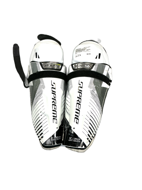 Vist Large View of Product Image Which is Used Bauer SUPREME Senior Shin Guards White 12"