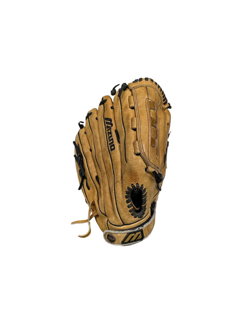 Vist Large View of Product Image Which is Used Mizuno FRANCHISE BB/SB Glove RH Throw Tan 14"
