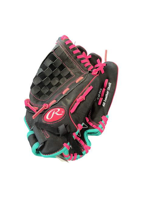 Vist Large View of Product Image Which is Used Rawlings HIGHLIGHT SERIES BB/SB Glove RH Throw Black 11 1/2"