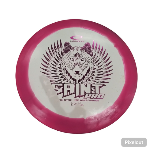Vist Large View of Product Image Which is Used Latitude 64 KRISTAN TATTAR SAINT PRO 2022 Disc Golf Mid Range Pink 168g