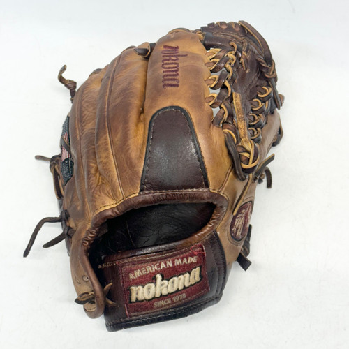 Vist Large View of Product Image Which is Used Nokona PL-1150 BB/SB Glove RH Throw Brown 11 1/2"