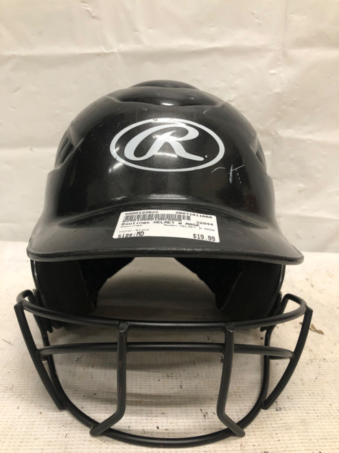 Vist Large View of Product Image Which is Used Rawlings HELMET W MASK Batting Helmet w/Mask Black MD
