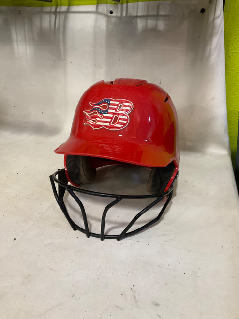 Vist Large View of Product Image Which is Used Evoshield SB HELMET Batting Helmet w/Mask Red S/M