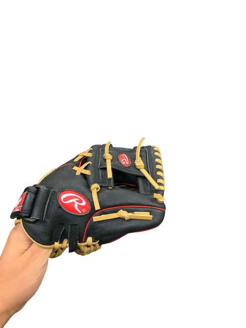 Vist Large View of Product Image Which is Used Rawlings HIGHLIGHT SERIES BB/SB Glove LH Throw Black 10 1/2"