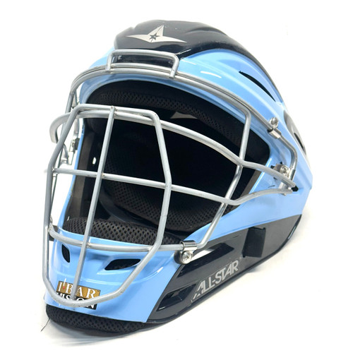 Vist Large View of Product Image Which is Used All Star MVP2500 Catchers Helmet w/Mask Carolina Blue And Navy Blue XL