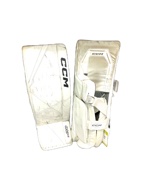 Vist Large View of Product Image Which is Used CCM 2.5 AXIS Goalie Leg Pads Junior White 30"