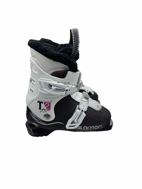 Vist Large View of Product Image Which is Used Salomon T2 Girls DH Ski Boot Maroon 190 MP - Y12