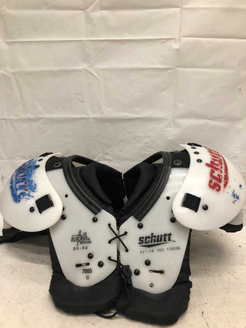 Vist Large View of Product Image Which is Used Schutt BLOCKER JR FB Shoulder Pads White MD