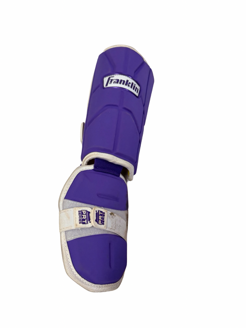 Vist Large View of Product Image Which is Used Franklin PRT SERIES Batters Leg Guard Shin/Foot Protector Purple