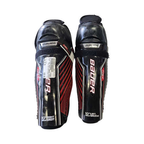Vist Large View of Product Image Which is Used Bauer NSX SHIN GUARDS 10IN Junior Shin Guards Black 10"