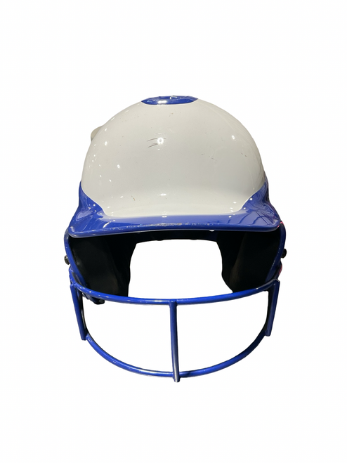 Vist Large View of Product Image Which is Used RIP-IT M/L 6 1/2-7 3/8 Batting Helmet w/Mask Clear And Royal Blue MD