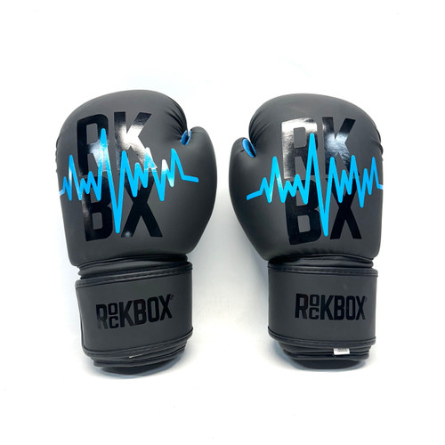 Vist Large View of Product Image Which is Used ROCKBOX Boxing Gloves Black And Royal Blue Senior