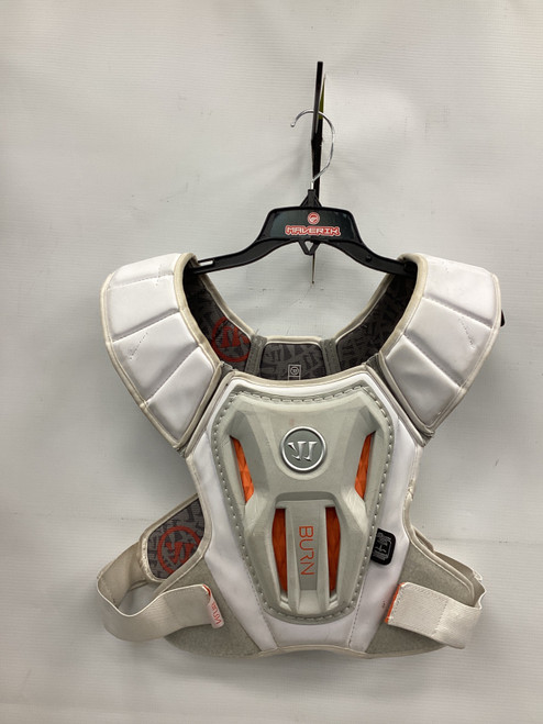 Vist Large View of Product Image Which is Used Warrior BURN Lacrosse Shoulder Pads White LG