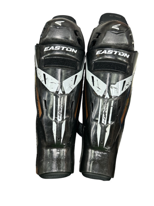 Vist Large View of Product Image Which is Used Easton C 7.0 Senior Shin Guards Black 16"