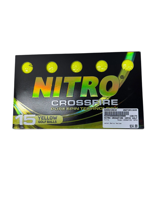 Vist Large View of Product Image Which is Used Nitro CROSSFIRE 15PCK 15 Pack - Golf Balls Optic Yellow