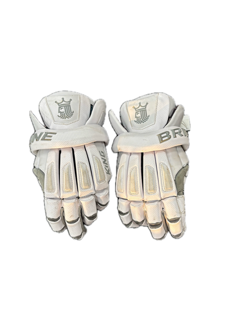 Vist Large View of Product Image Which is Used Brine KING ELITE Lacrosse Gloves Mens White LG