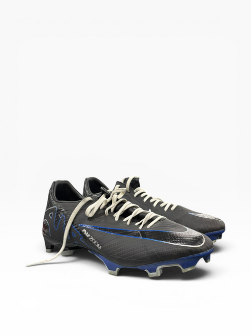 Vist Large View of Product Image Which is Used Nike ZOOM MERCURIAL VAPOR 15 ACADEMY MG Soccer Cleats Black And Royal Blue Senior 11.5