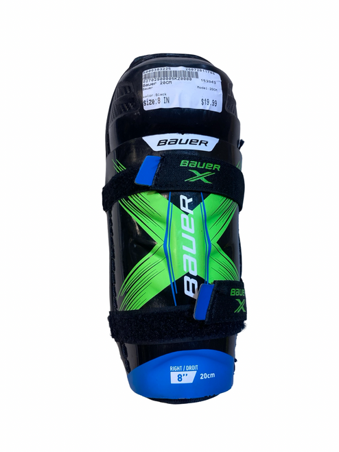 Vist Large View of Product Image Which is Used Bauer 20CM Youth Shin Guards Black 8"