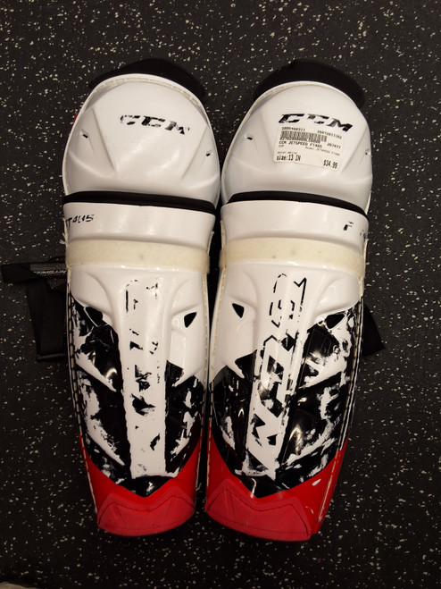 Vist Large View of Product Image Which is Used CCM JETSPEED FT485 Senior Shin Guards White 13"
